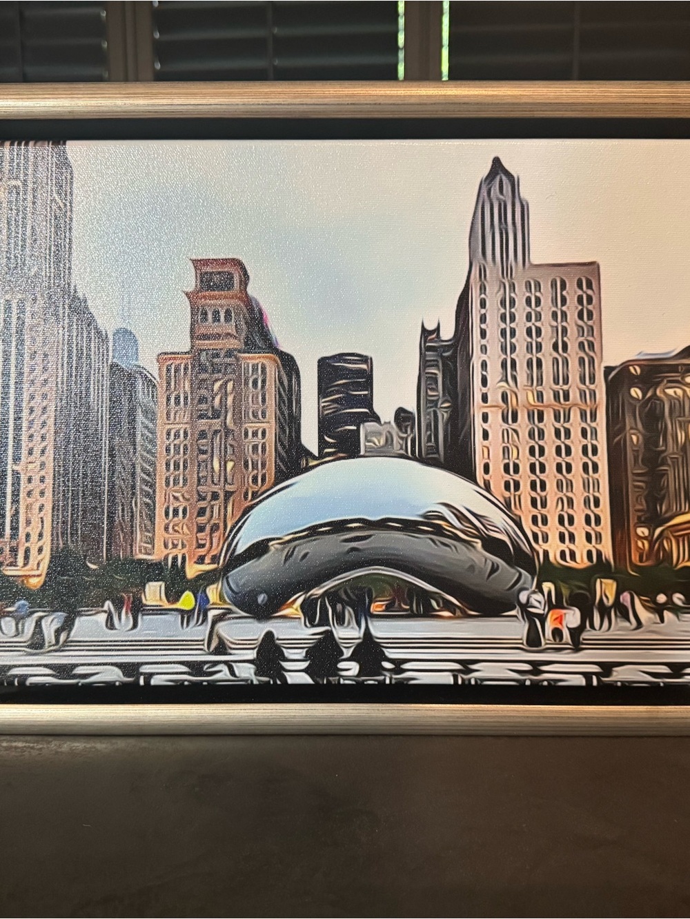 Chicago Bean Cityscape Wall Art - Metallic Silver and Neutral Tones - 1/1